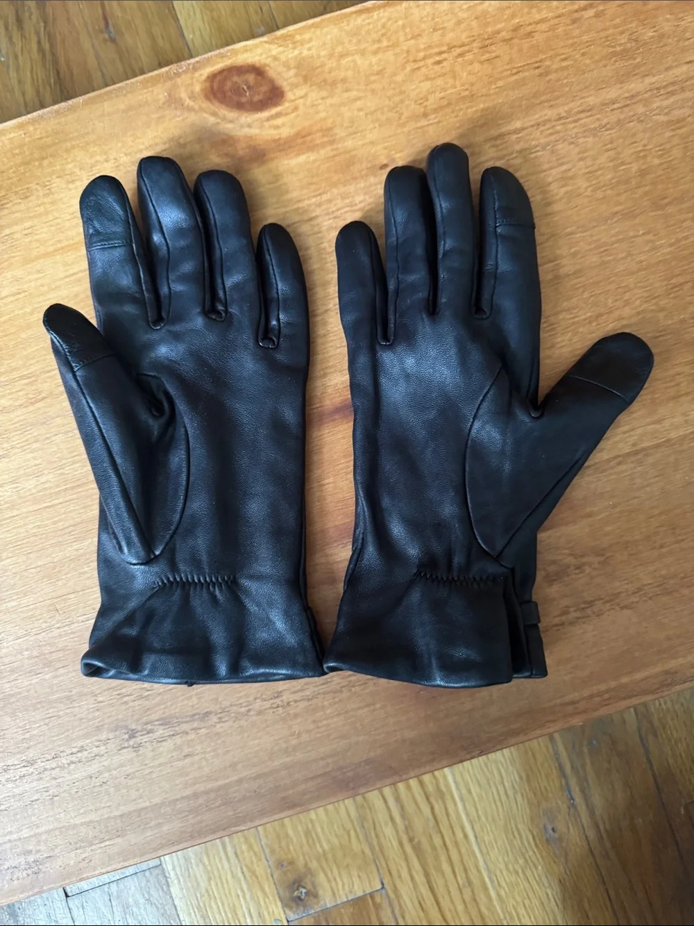 kate spade Black Leather Gloves with Signature Spade Accent